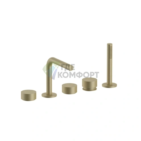 Смеситель для ванны Fantini AF/21 с ручным душем, 5 отверстий, цвет Matt British Gold PVD (27 P6 A265) - фото 1
