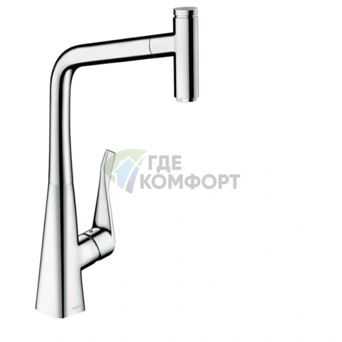 Смеситель для кухни Hansgrohe Metris Select M71 с выдвижным душем и поворотным изливом (73803000) - фото 1