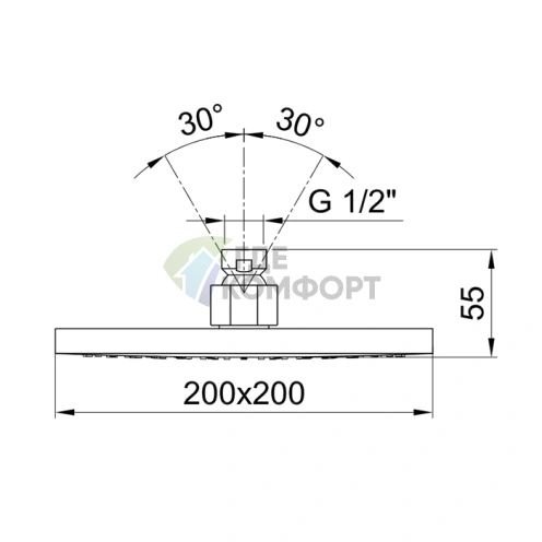 Верхний душ Fantini Mint 200x200 мм: стильный и надежный в черном матовом цвете (86 13 8008) - фото 2