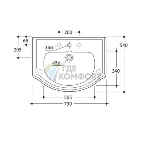 Раковина KERASAN Retro 73 73x54см с 1 отв цвет черный глянцевый с колонной (104704*1) - фото 5