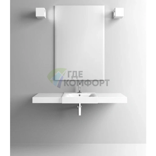 Раковина KERASAN Cento 50x45 полувстраиваемая белая с 1 отверстием под смеситель (3546bi*1) - фото 3