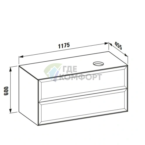 Подвесная тумба Laufen New Classic 1180 мм с двумя ящиками, белая глянцевая (4.0608.4.085.631.1) - фото 2
