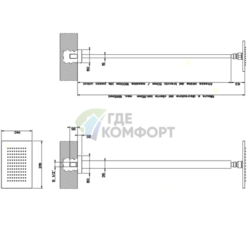 Душевая система Gessi Rettangolo для потолочного монтажа 216x140 мм (20150#031) - фото 2