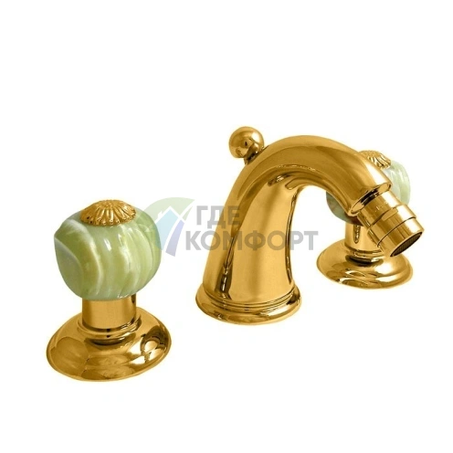 Смеситель для биде Nicolazzi Onice: золото, 3 отверстия, излив 119 мм (2115GO09O) - фото 1