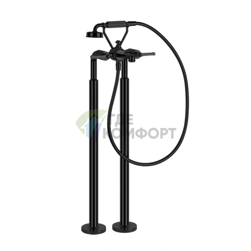 Напольный смеситель GESSI VENTI20 для ванны: двухвентильный, с ручным душем, матовый черный (65128#299) - фото 1