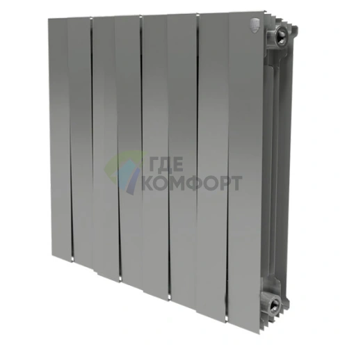 Радиатор биметаллический Royal Thermo Piano Forte 500 Silver Satin 8 секций-серебристый - фото 1