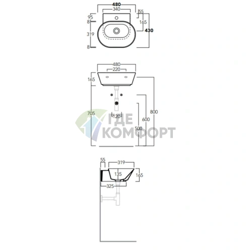 Раковина накладная SIMAS WAVE овальная 480x430 мм, черный матовый - фото 2