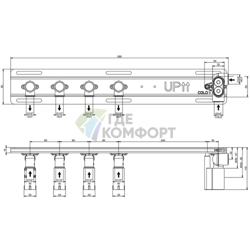 Термостатический смеситель Gessi Hi-Fi с полочкой для 4 источников, хром (63025#031) - фото 2