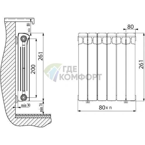 Биметаллический радиатор RIFAR Base 200 11 секций - фото 3