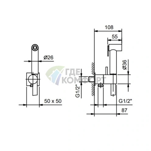 Гигиенический душ FANTINI Matt Gun Metal с запорным вентилем (91 P5 8487) - фото 2