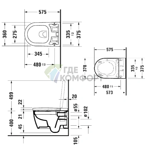 Сиденье-биде Duravit SensoWash F Lite белое (612001012000310) - фото 2
