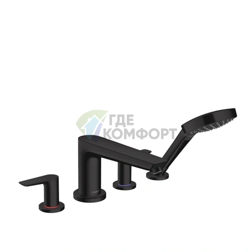 Смеситель для ванны Hansgrohe Talis E накладной с ручным душем, черный матовый (71748670) - фото 1