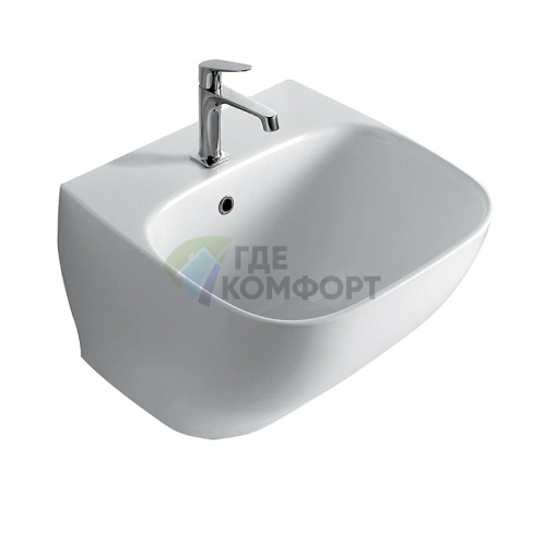 Раковина подвесная GLOBO Genesis 62x50 см белая с отверстием под смеситель (GE061.BI*1) - фото 1