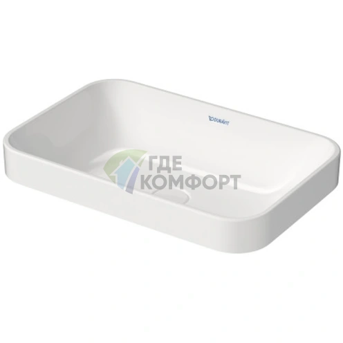 Раковина Duravit Happy D2 Plus 600x400 мм без перелива с керамической крышкой WonderGliss (23596000001) - фото 2