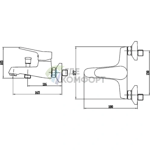 Комплект для ванной Bravat Eco F00313С: 2 смесителя и душевой гарнитур - фото 6