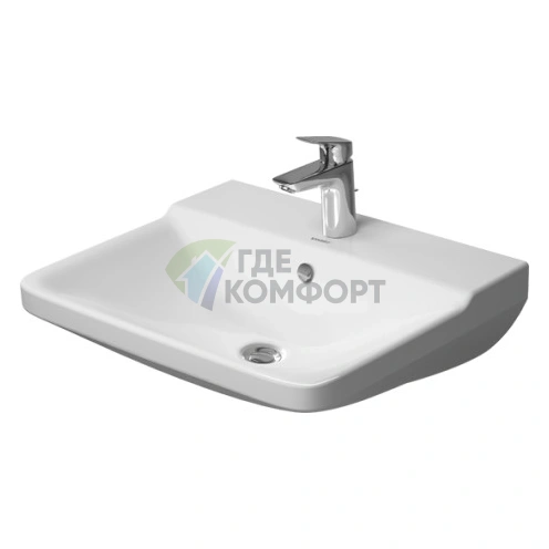 Раковина Duravit P3 Comforts с перел с 1 отв под смеситель вкл заглушку для перелива хром 550x455мм Цвет Белый - фото 1
