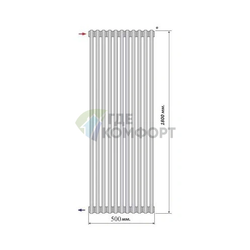 Радиатор стальной трубчатый Purmo Delta Laserline MR 2180 1800х500 10 секций с нижней подводкой - фото 3