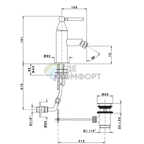 Смеситель для раковины Nicolazzi Torre, 1 отверстие, излив 100 мм, хром (3903CR) - фото 2