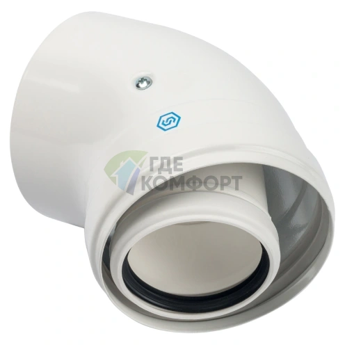 Элемент дымохода конденсационного Stout угол 45 градусов DN60/100 м/п PP-FE SCA-8610-000045 - фото 2