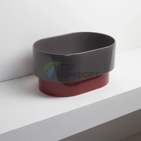 Раковина-чаша SIMAS Po-mo GRAFITE/RUBINO 50x33 см для верхней установки (PO04 GRAFITE/RUBINO) - фото 1