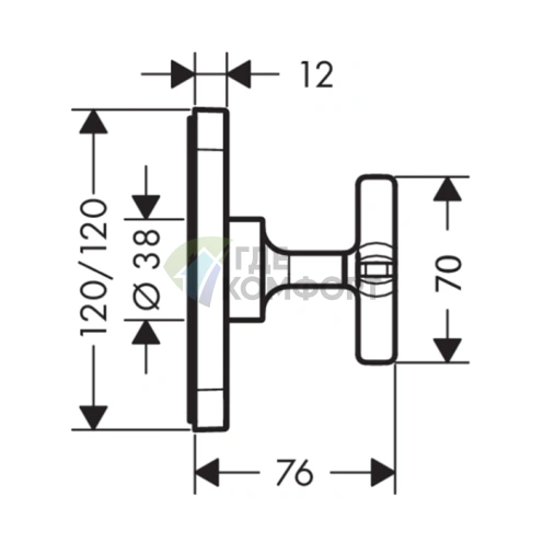 Встраиваемый запорный вентиль AX Citterio E в цвете шлифованный черный хром (36771340) - фото 2