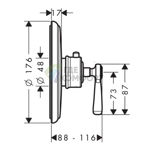 Термостат для душа AX Montreux встраиваемый, на 1 подключение, шлифованный никель (16823820) - фото 2