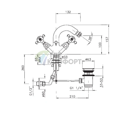 Смеситель для биде Nicolazzi Le Pietre с донным клапаном, золото (2134GO09) - фото 2