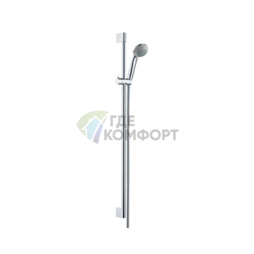 Душевой набор HG Crometta 85: ручной душ 85, штанга 90 см, мыльница в комплекте, хром (27729000) - фото 1