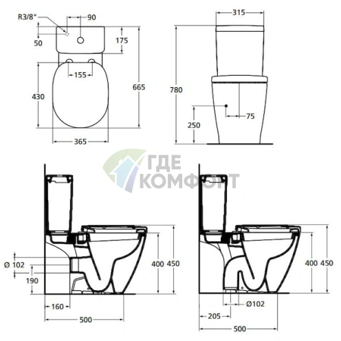 Унитаз-компакт Ideal Standard Connect E781801 с функцией биде - фото 5