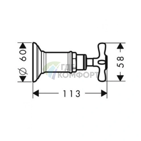 Встраиваемый запорный вентиль AX Montreux в шлифованном никеле (16871820) - фото 2