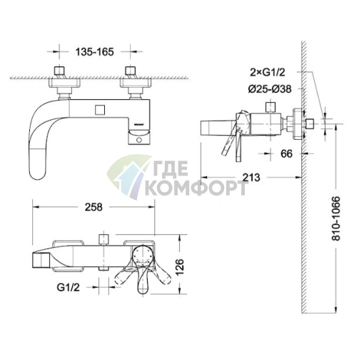Смеситель для ванны с душем Bravat Wave F674108C-01 - фото 3