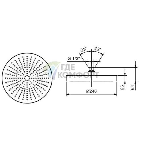Верхний душ Fantini Venezia 240 мм, никель PVD (86 95 8083) - фото 2