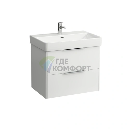 Подвесная тумба Laufen Base 8.1096.7 с двумя ящиками, белая глянцевая (665x440x530 мм) (4.0233.2.110.261.1) - фото 1