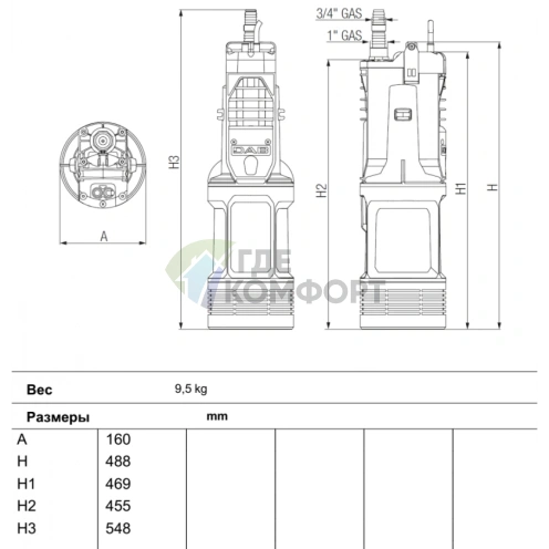 Погружной колодезный насос DAB Divertron 650 M (Замена Divertron 1000) (60209375) Даб - фото 3