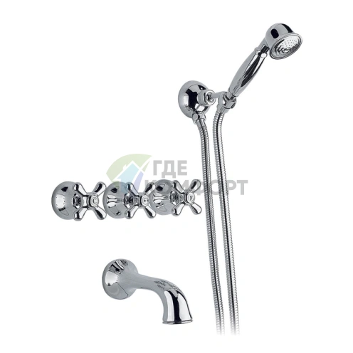 Встраиваемый трехвентильный смеситель для ванны Nicolazzi Nuova Brenta с душевой лейкой, хром (2503CR) - фото 1