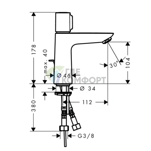 Смеситель для раковины Hansgrohe Talis Select E на 1 отверстие с донным клапаном, хром (71750000) - фото 2