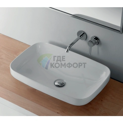 Полувстраиваемая-накладная раковина Kerasan Tribeca 60 см без отверстия, белая (514301) - фото 2