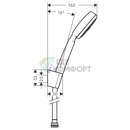 Душевой набор HG Crometta 100 Mono с ручным душем, держателем и шлангом 1,25 м (хром) (26664400) - фото 2