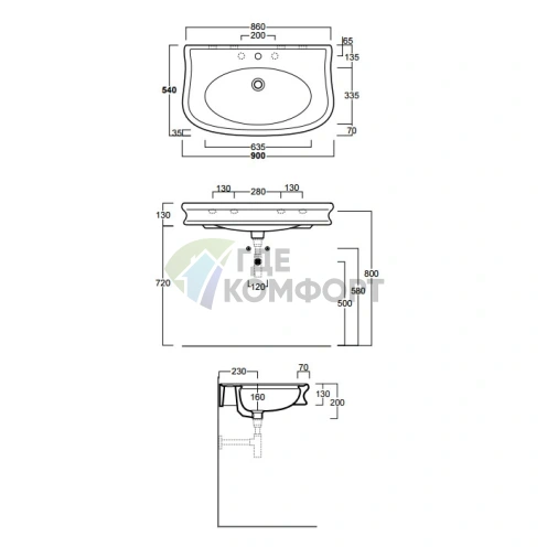 Угловая раковина SIMAS Lante 90 белого цвета (LA11bi*1) - фото 2