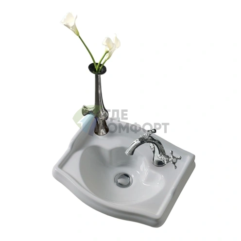 Раковина KERASAN Retro 410x320 мм (1 отверстие справа, белый) (103301*1 dx) - фото 4