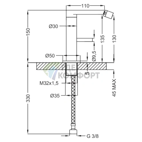 Смеситель для биде Cezares Eco ECO-BSM1-01 хром настенный - фото 3