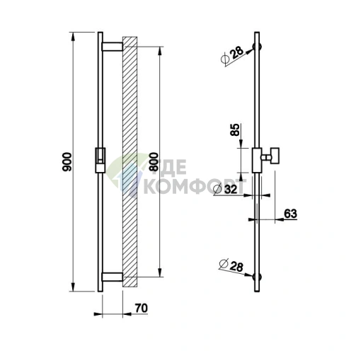 Стильная душевая штанга Gessi Anello в хромированном исполнении (63485#031) - фото 2