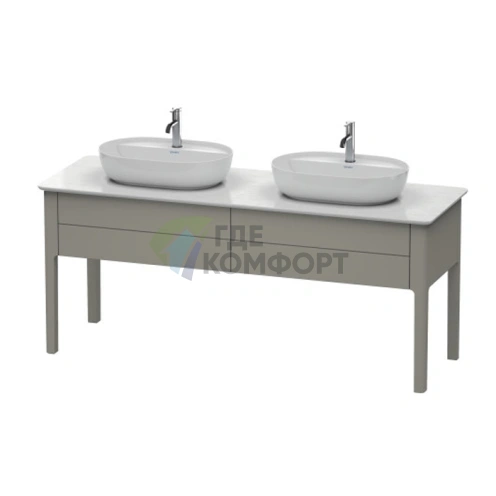 Напольная тумба Duravit Luv для двух моек 743x1788x570 мм с двумя ящиками, цвет каменно-серый шелковисто-матовый (LU9562B9292) - фото 1