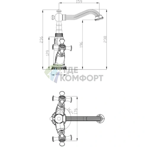 Смеситель Zorg Antic A 7010U-SL для умывальника - фото 2