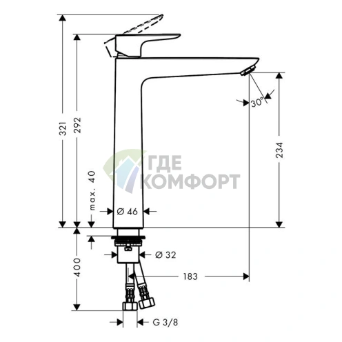 Смеситель для раковины HANSGROHE TALIS E — роскошное полированное золото (71717990) - фото 2