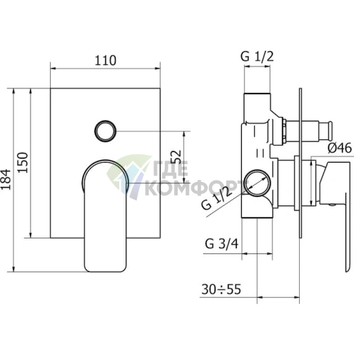 Смеситель Cezares Furore VDIM-01-Cr с внутренним механизмом - фото 2