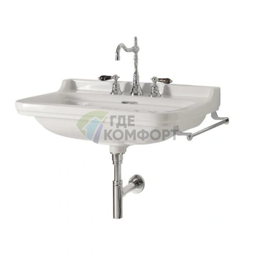 Раковина Kerasan Waldorf керамическая 120х55см c 1 отверстием под смеситель белая цвет заглушки-золото - фото 5