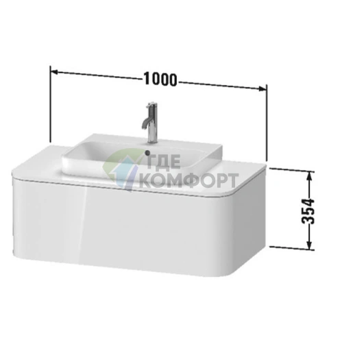 Тумба подвесная Duravit Happy D.2 Plus 354x1000x550мм, белая глянцевая (HP494102222) - фото 2