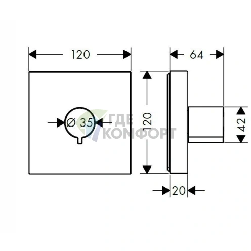 Встраиваемый или внешний запорный вентиль AX ShowerCollection в цвете хром (10972000) - фото 2