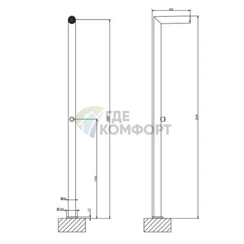 GESSI OUTDOOR Напольная душевая стойка для улицы Black XL (63201#299) - фото 2